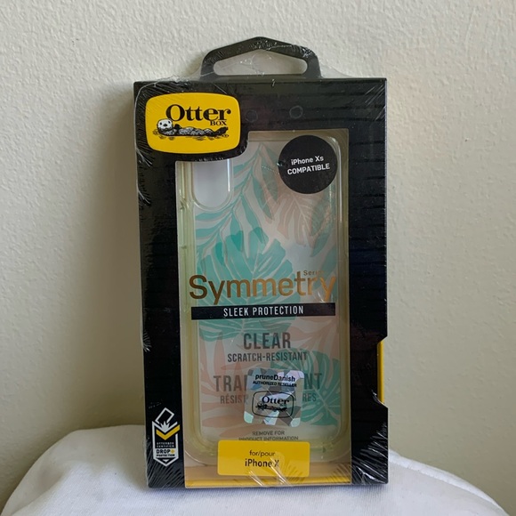 Otterbox iPhone Xs Case Symmetry Series Easy Breezy/ Clear Tropical NIB - Picture 2 of 6